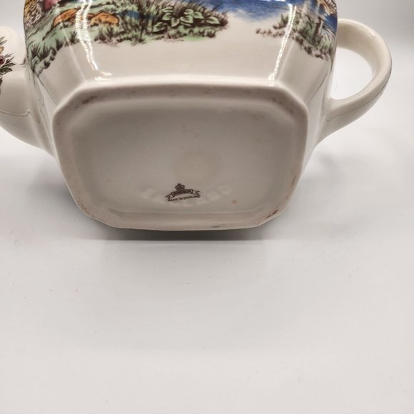 Vintage Windsor England Teapot Country Pastoral Scene Farm Trees Pond 1940's-60' - Picture 6 of 10